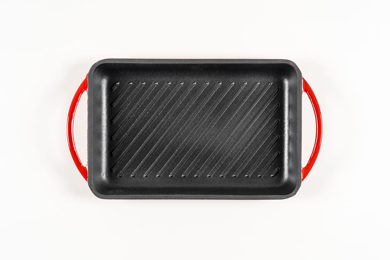 PLACĂ GRILL DREPTUNGHIULARĂ, FONTĂ EMAILATĂ, CU MÂNERE, ROȘU CHERRY, LÄTT HOME - imagine 4