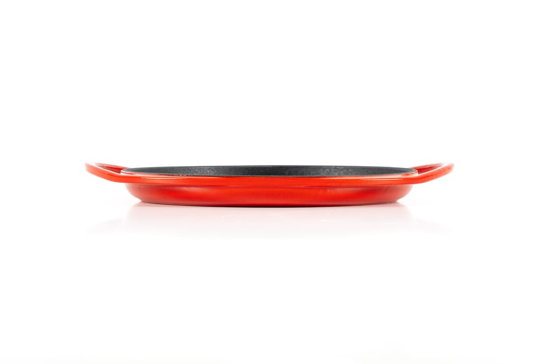 PLACĂ GRILL ROTUNDĂ, FONTĂ EMAILATĂ, CU MÂNERE, ROȘU CHERRY, LÄTT HOME - imagine 3