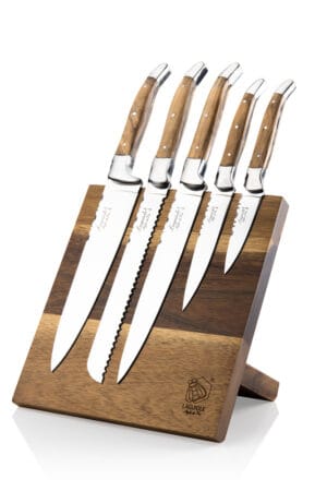 SET 5 CUȚITE CU SUPORT MAGNETIC LUXURY LINE OLIVE