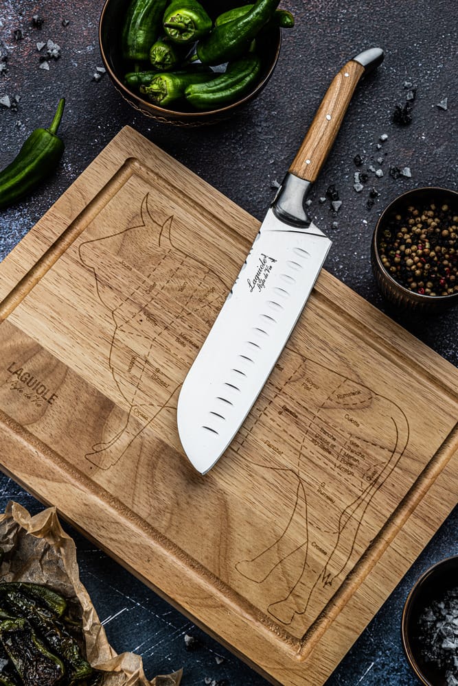 SET CUȚIT SANTOKU PLUS TOCATOR, LUXURY LINE OLIVE - imagine 3