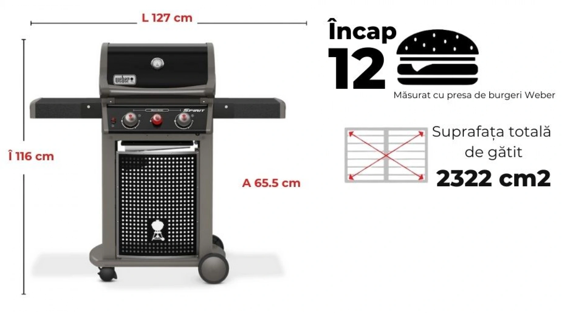 Gratar pe gaz Spirit Classic E-220S GBS + Regulator - imagine 5