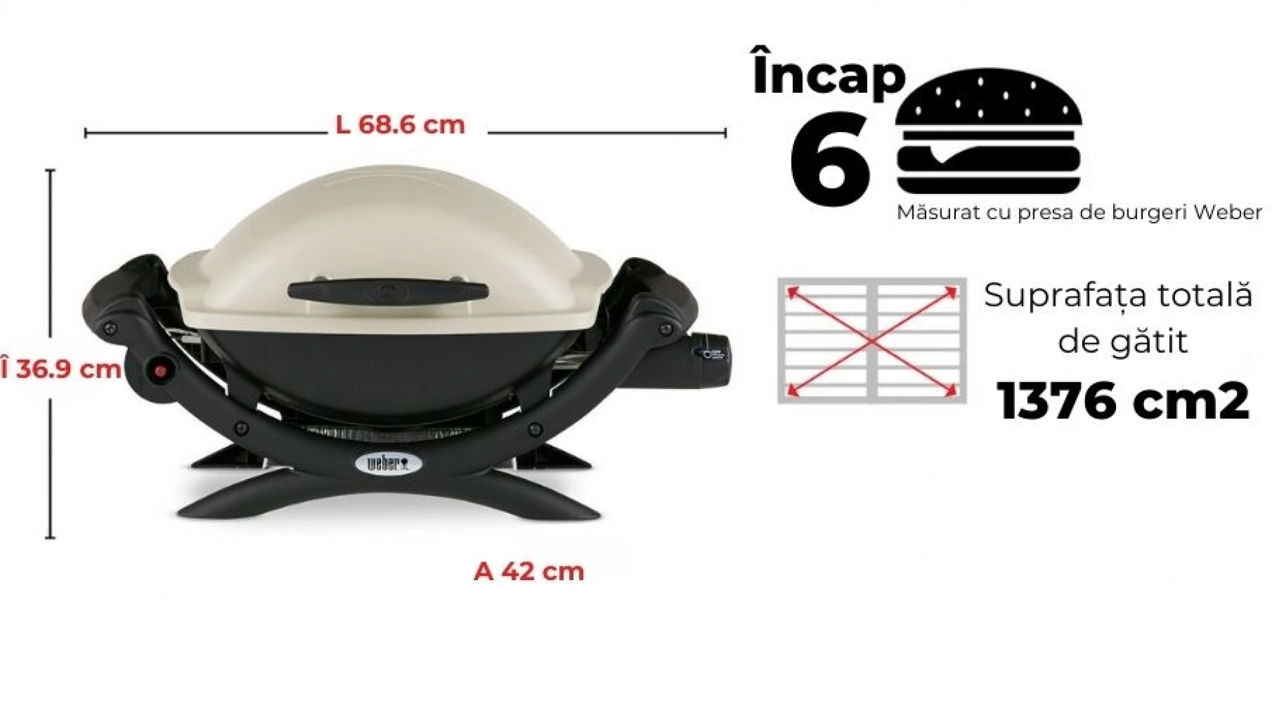 Gratar pe gaz Weber Q1000 - Gri - imagine 8