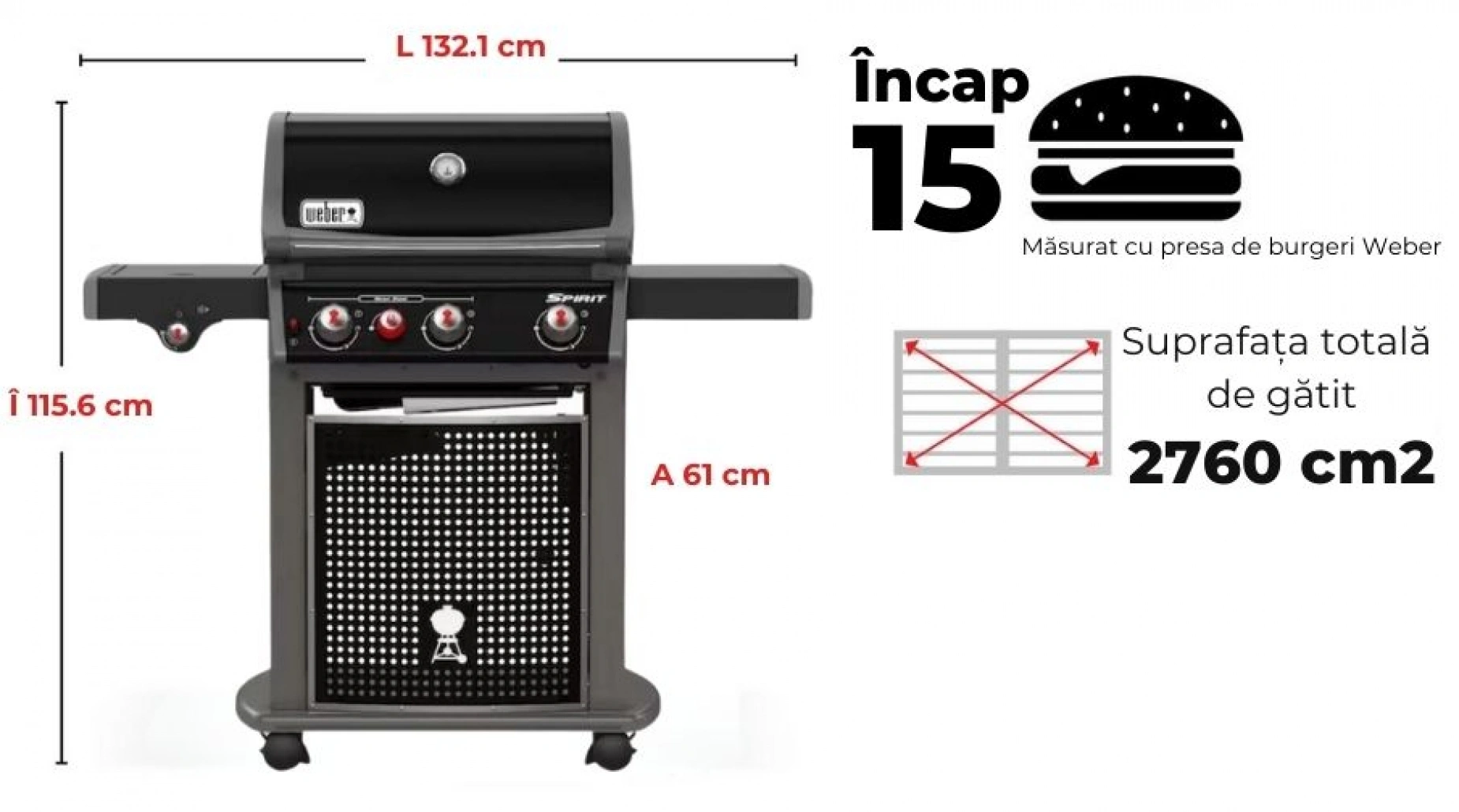 Gratar pe gaz Spirit E-330 Classic GBS - Negru + Regulator - imagine 4