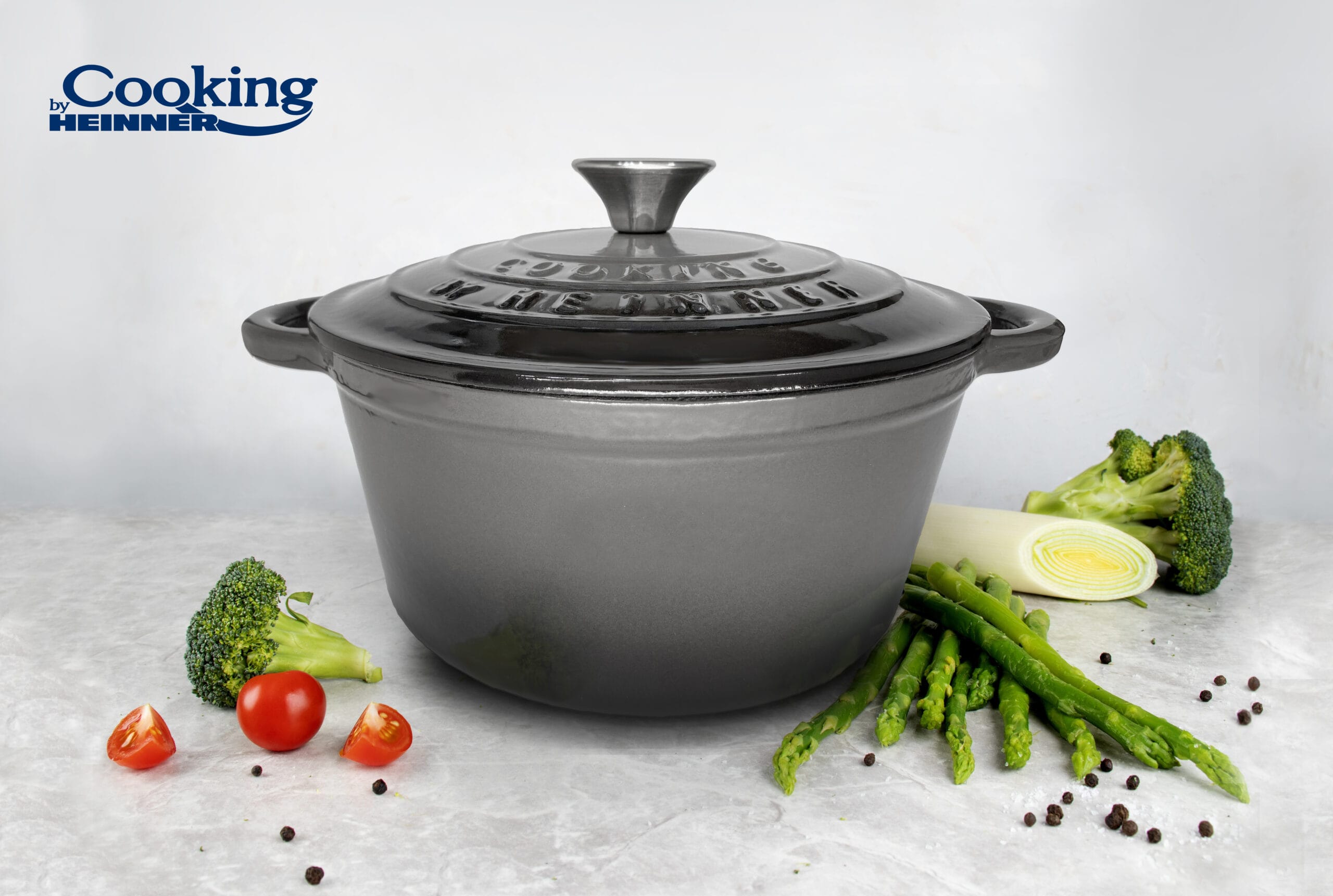 CRATITA GRI FONTA EMAILATA + CAPAC 22 x 9.5 CM, 2.9 L, HEINNER - imagine 4