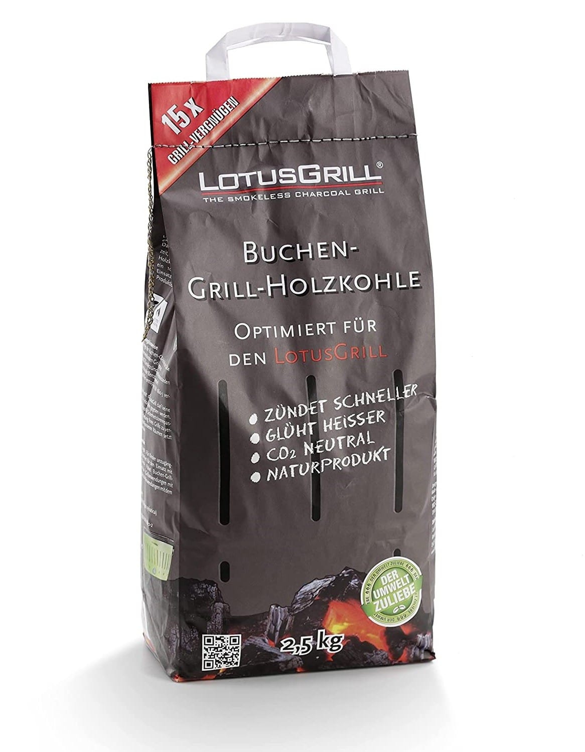 Carbuni Gratar LOTUS GRILL - Sac 2,5 kg, Continut ridicat de carbon, Lemn de Fag